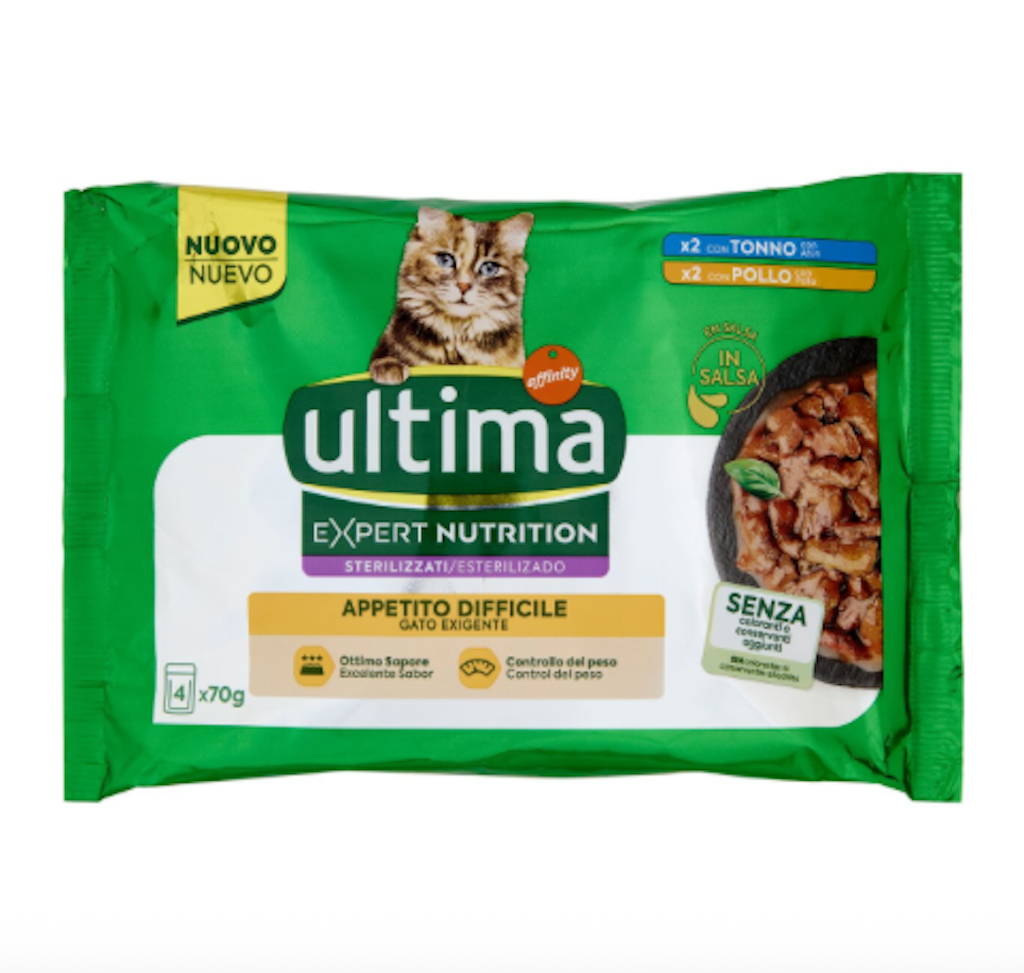 Ultima, Expert Nutrition, Schwieriger Appetit, mit Huhn und Tuhnfish, 4x70 gr