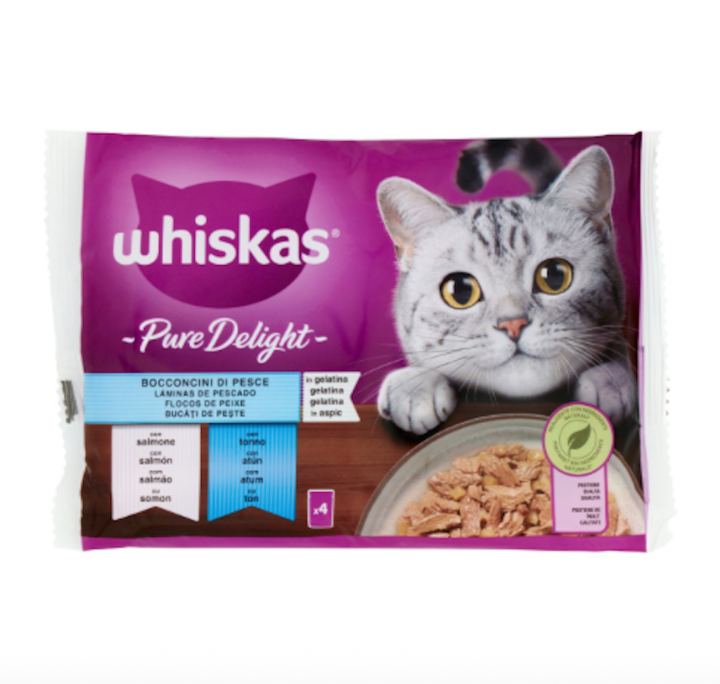 Whiskas, Pure Delight, Lachs und Thunfisch, 4x85gr
