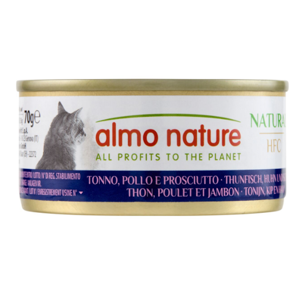 Almo Nature, Nassfutter mit Thunfisch, Huhn und Schinken, 70gr.