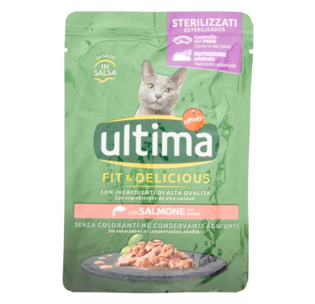 Ultima, Nassfutter, Sterilised, mit Lachs, 85gr.