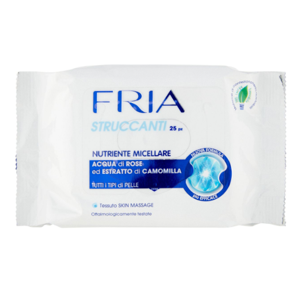 Fria, Feuchttücher zum Abschminken, Rosenwasser und Kamillenextrakt, 25 Stk.