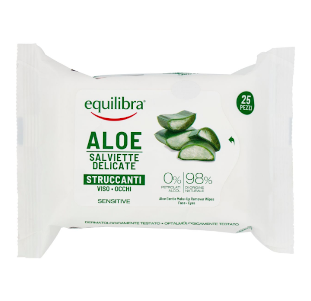 Equilibra, Feuchttücher zum Abschminken, Aloe Vera, 25 Stk.
