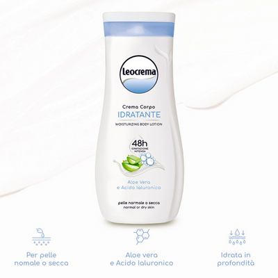 LEOCREMA,  Feuchtigkeitsspendende  Körpercreme Mit Hyaluronsäure und Aloe, 250ml