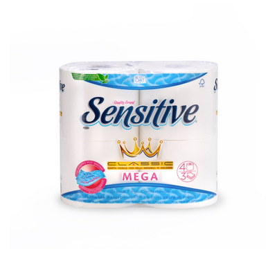 Sensitive, Mega, Wc papier, 3 Lagig, 4 Rollen