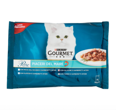 Purina, Gourmet Perle, Fisch, Garnelen und Lachs, 4x85 gr