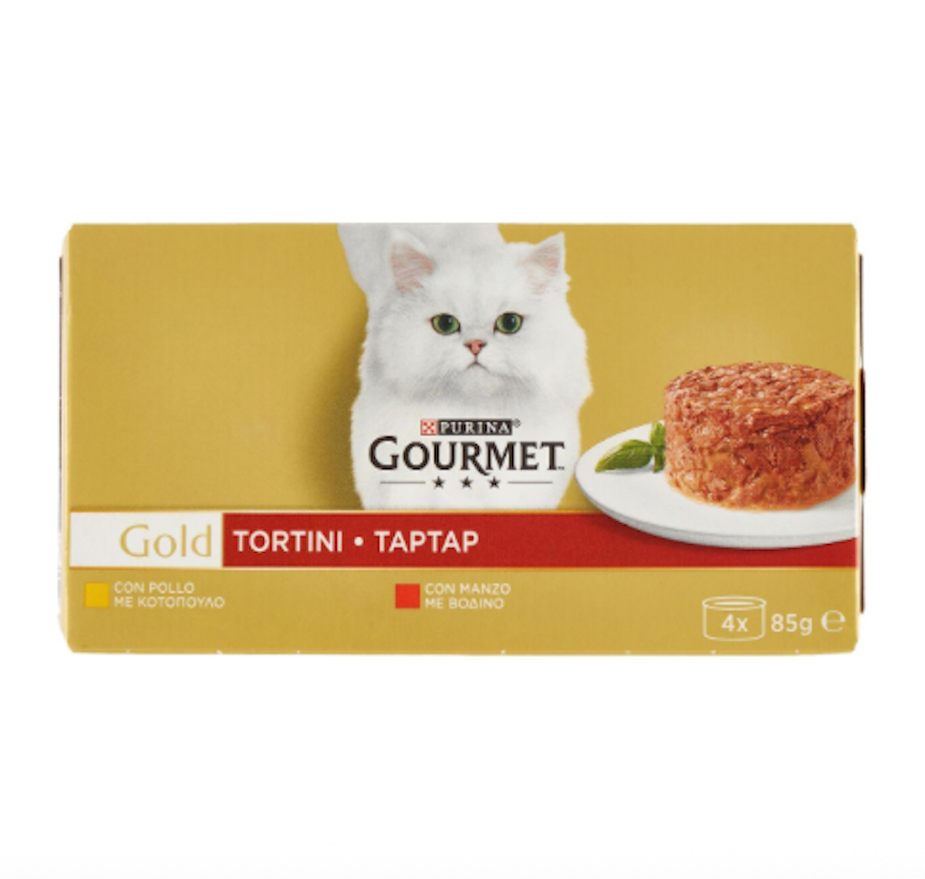 Purina, Gourmet Gold, Törtchen mit Rind und Huhn, 4x85 gr