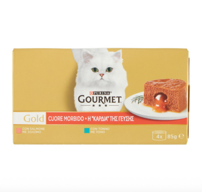 Purina, Gourmet Gold, weiches Herz, mit Thunfisch und Lachs, 4x85 gr