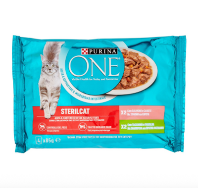 Purina, One, Steril Cat, 2x Lachs und Karotten, 2x Truthahn und Bohnen