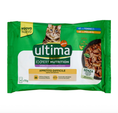 Ultima, Expert Nutrition, Schwieriger Appetit, mit Huhn und Tuhnfish, 4x70 gr