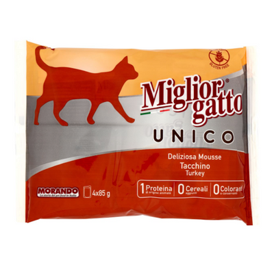 Miglior Gatto, Unico,  Köstliche Putenmousse, 4x85gr