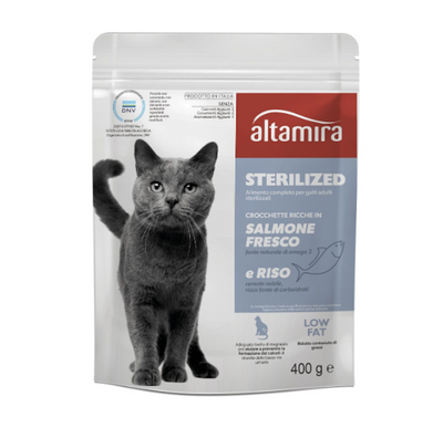 Altamira, trockenfutter für kastrierte Katzen mit Lachs und Reis, 400gr.