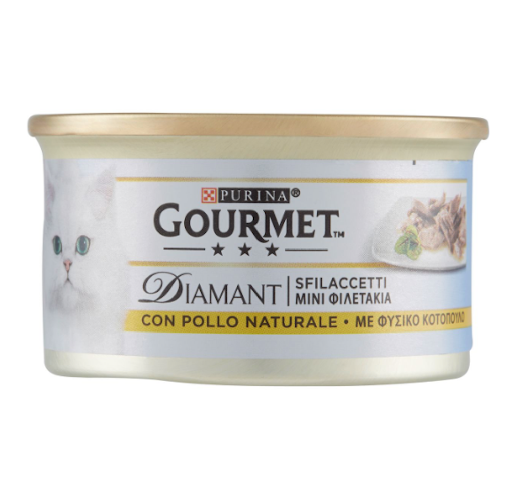Purina, Gourmet Diamant, Sfilaccetti mit Hähnchen aus der Dose, 85gr.
