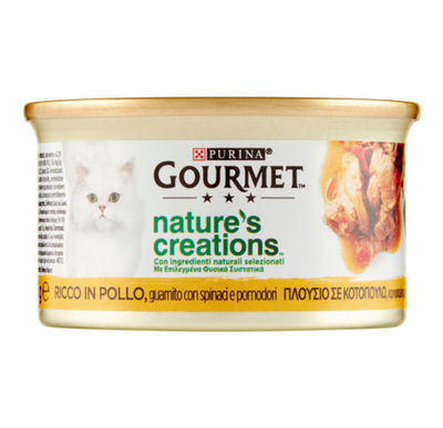 Purina, Gourmet Nature's Creations, Huhn mit Spinat und Tomate, 85gr.