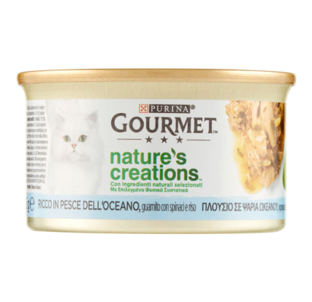 Purina, Gourmet Nature's Creations, Fisch mit Spinat und Reis, 85gr.