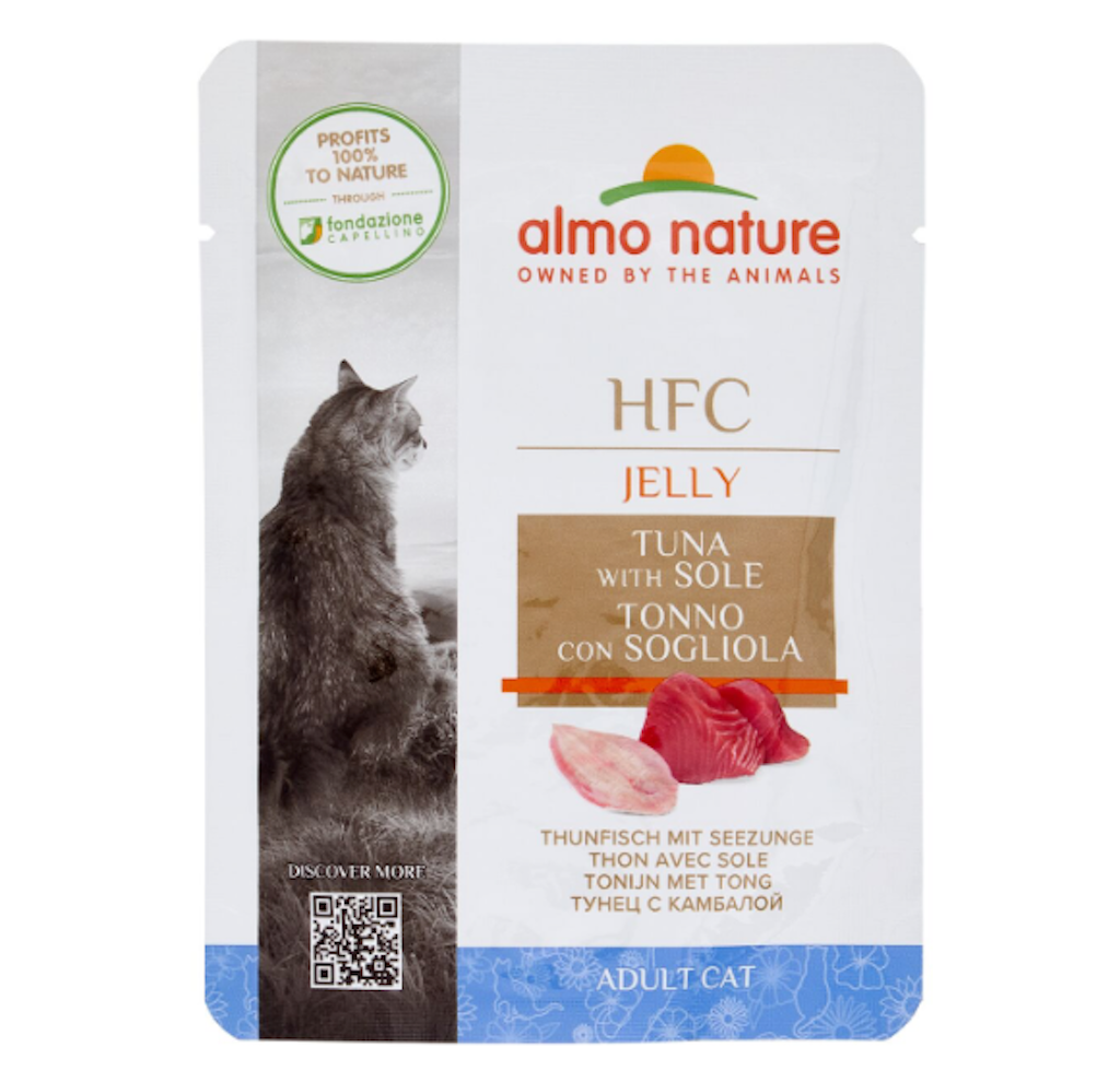 Almo Nature, Jelly, Nassfutter mit Thunfisch und Seezunge, 70gr.