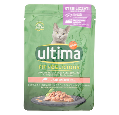 Ultima, Nassfutter, Sterilised, mit Lachs, 85gr.
