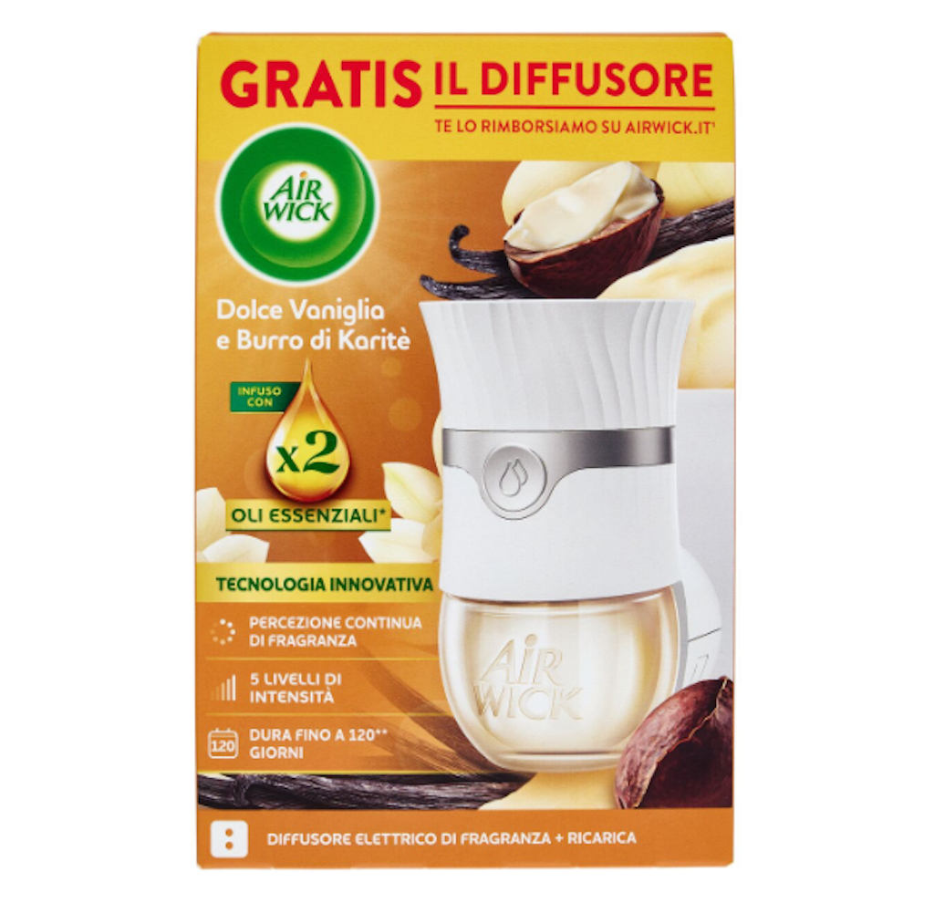 Air Wick, Elektrischer Duftdiffusor + Nachfüllpackung, Vanille und Karitè Butter