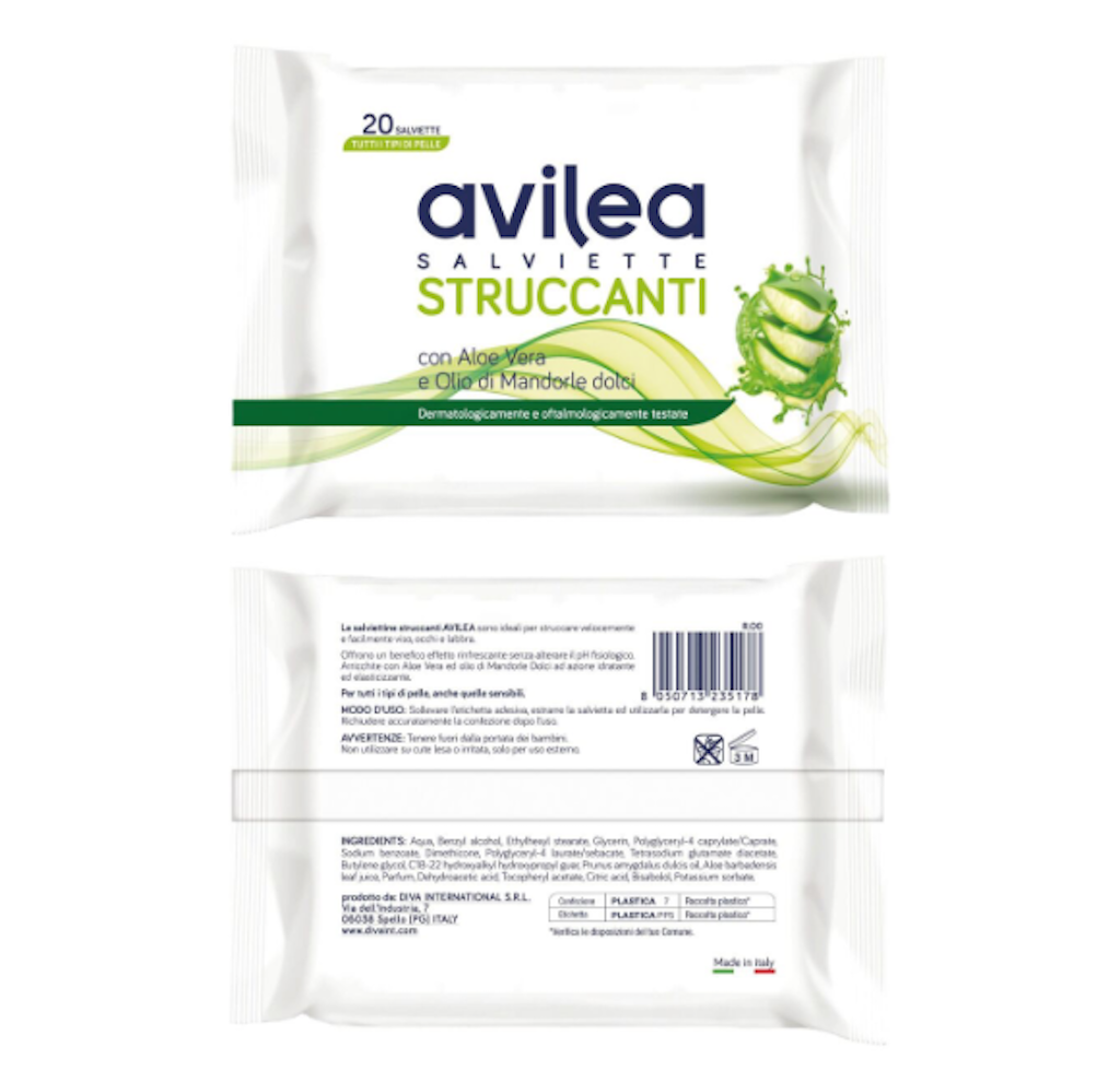 Avilea, Feuchttücher zum Abschminken, Aloe Vera, 20 Stk.