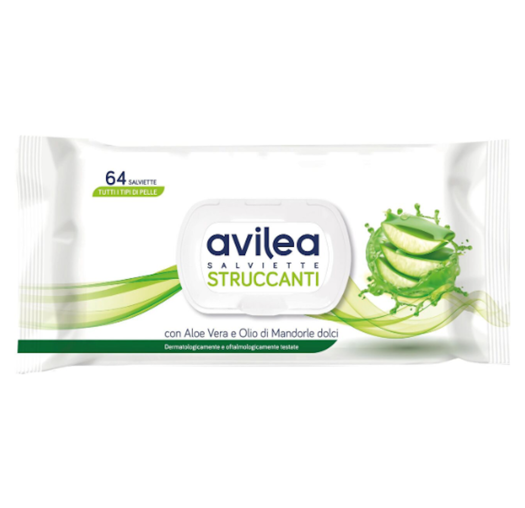 Avilea, Feuchttücher zum Abschminken, Aloe Vera, 64 Stk.