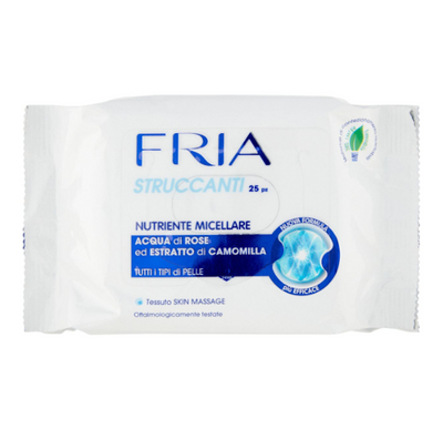 Fria, Feuchttücher zum Abschminken, Rosenwasser und Kamillenextrakt, 25 Stk.