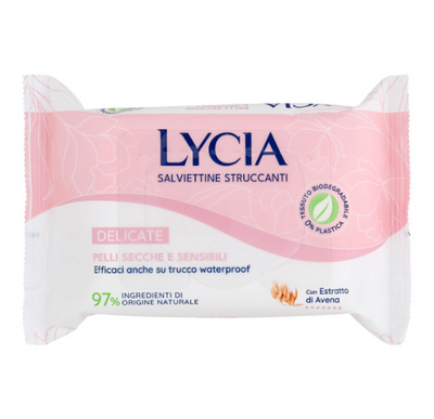 Lycia, Feuchttücher zum Abschminken, für trockene und empfindliche Haut, 20 Stk.