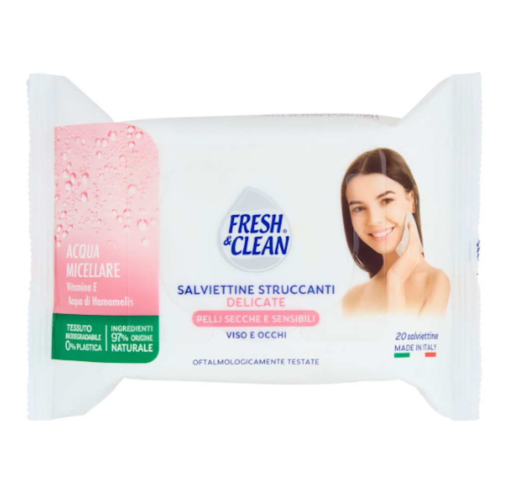 Fresh & Clean, Feuchttücher zum Abschminken, für trockene und empfindliche Haut, 20 Stk.