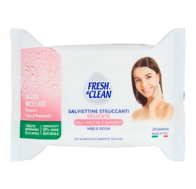 Fresh & Clean, Feuchttücher zum Abschminken, für trockene und empfindliche Haut, 20 Stk.
