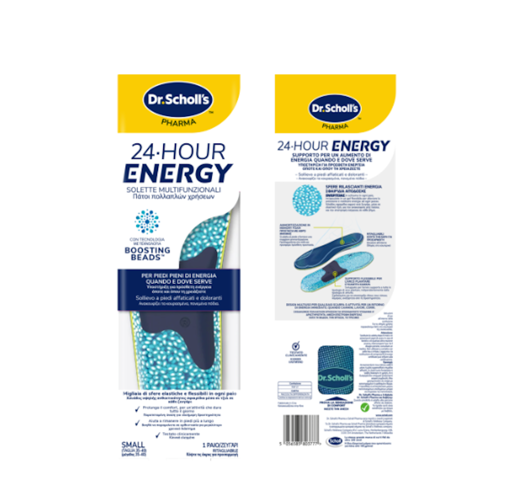 Dr. Scholl's, 24 Hour Energy, multifunktionale Einlegesohlen, Grösse S, 1 Paar