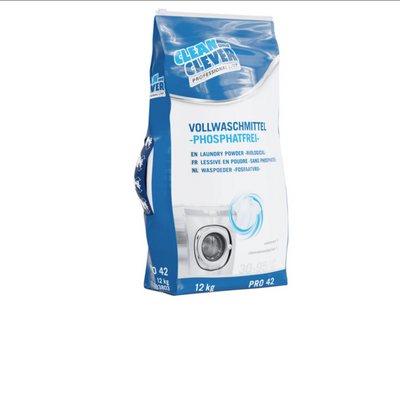 CLEAN and CLEVER Vollwaschmittel PRO 42, parfümiert, weiss, pulverförmig, pH: 10,5, phosphatfrei, 12 kg/25kg