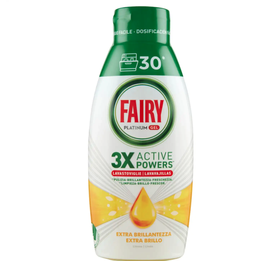 Fairy Extra Glänzendes Geschirrspülgel, Zitrone, 30 Wäschen